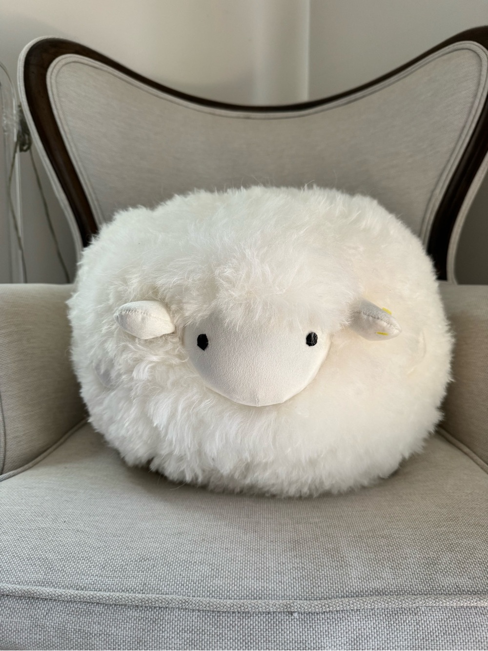 Large Plush White Sheep Decorative Pillow - Soft Fluffy Accent.